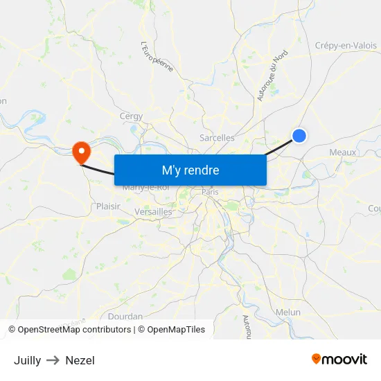 Juilly to Nezel map