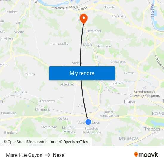 Mareil-Le-Guyon to Nezel map