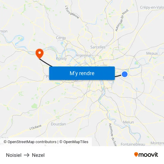 Noisiel to Nezel map