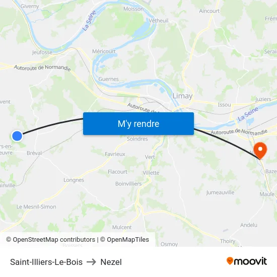 Saint-Illiers-Le-Bois to Nezel map