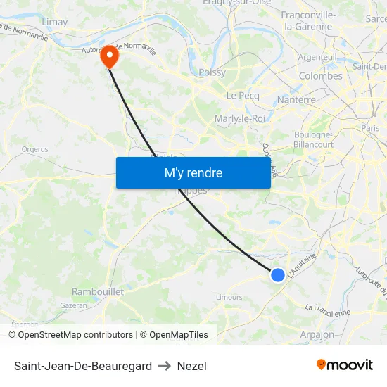 Saint-Jean-De-Beauregard to Nezel map