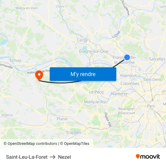 Saint-Leu-La-Foret to Nezel map