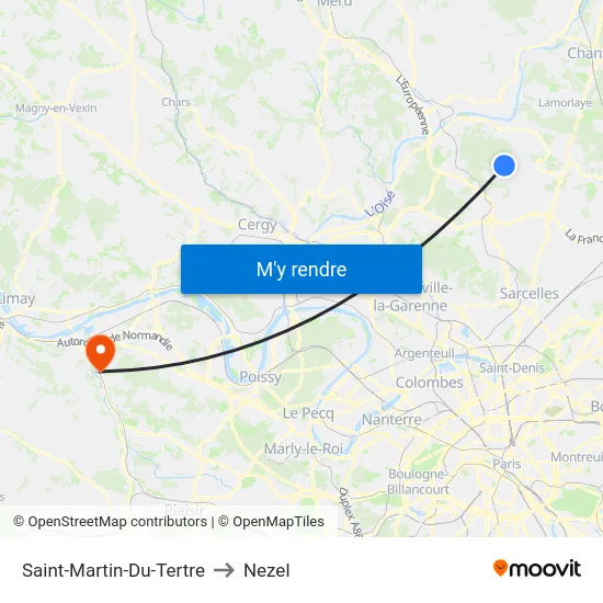 Saint-Martin-Du-Tertre to Nezel map