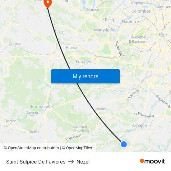 Saint-Sulpice-De-Favieres to Nezel map