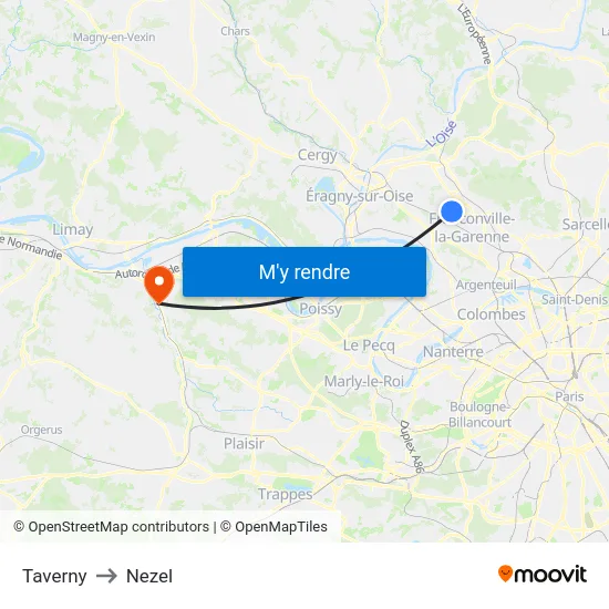 Taverny to Nezel map