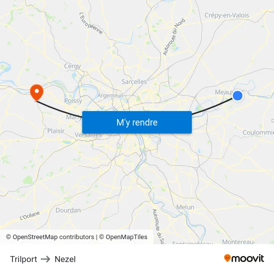 Trilport to Nezel map