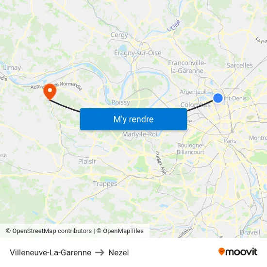 Villeneuve-La-Garenne to Nezel map