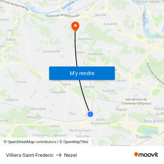 Villiers-Saint-Frederic to Nezel map