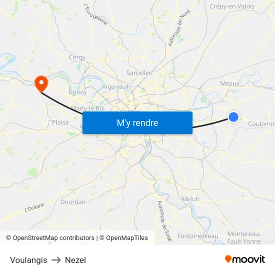 Voulangis to Nezel map