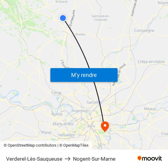 Verderel-Lès-Sauqueuse to Nogent-Sur-Marne map