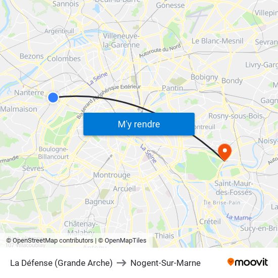 La Défense (Grande Arche) to Nogent-Sur-Marne map