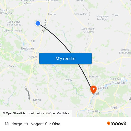 Muidorge to Nogent-Sur-Oise map