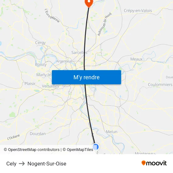 Cely to Nogent-Sur-Oise map