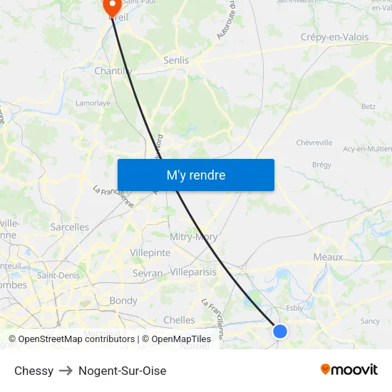 Chessy to Nogent-Sur-Oise map