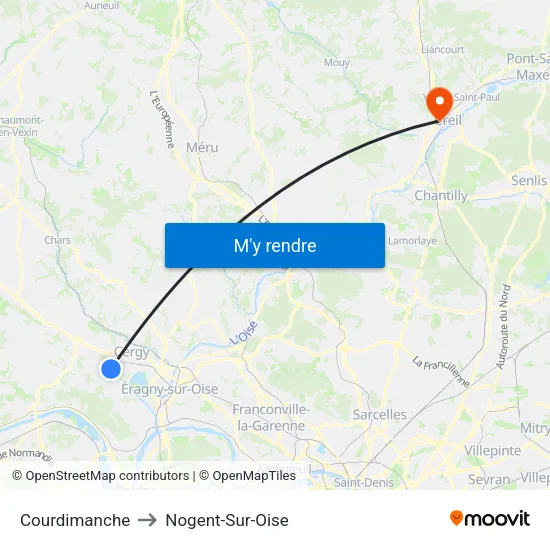 Courdimanche to Nogent-Sur-Oise map