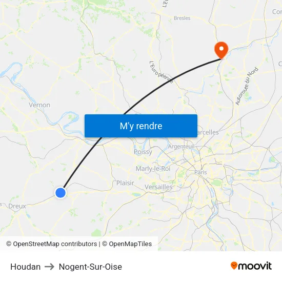 Houdan to Nogent-Sur-Oise map