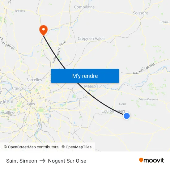 Saint-Simeon to Nogent-Sur-Oise map