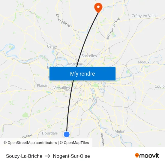 Souzy-La-Briche to Nogent-Sur-Oise map