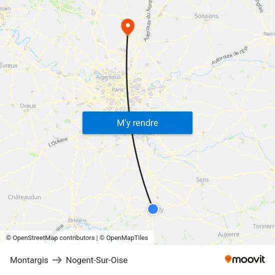 Montargis to Nogent-Sur-Oise map