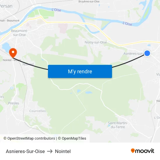 Asnieres-Sur-Oise to Nointel map