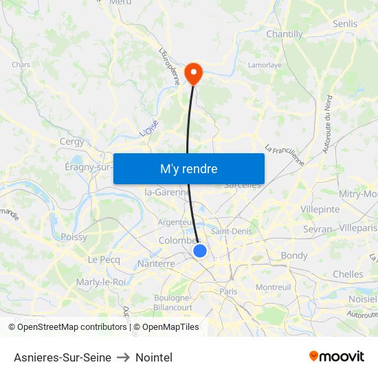 Asnieres-Sur-Seine to Nointel map