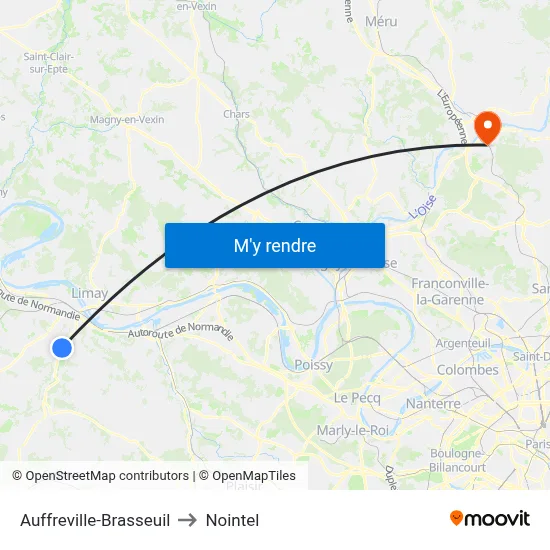 Auffreville-Brasseuil to Nointel map