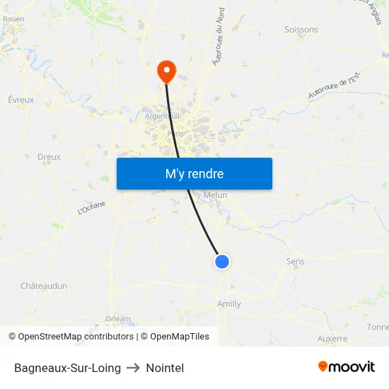 Bagneaux-Sur-Loing to Nointel map