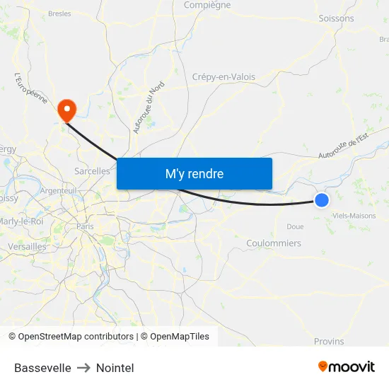 Bassevelle to Nointel map