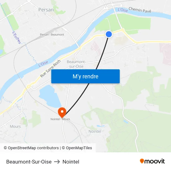 Beaumont-Sur-Oise to Nointel map