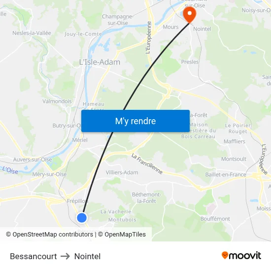 Bessancourt to Nointel map