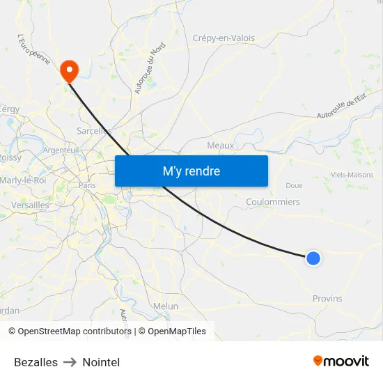 Bezalles to Nointel map
