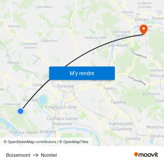 Boisemont to Nointel map