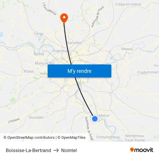 Boissise-La-Bertrand to Nointel map