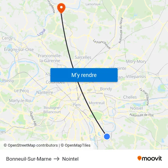 Bonneuil-Sur-Marne to Nointel map