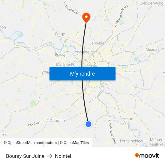 Bouray-Sur-Juine to Nointel map