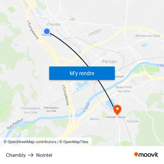 Chambly to Nointel map