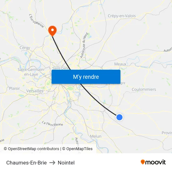 Chaumes-En-Brie to Nointel map