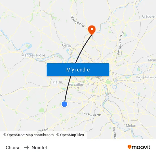 Choisel to Nointel map