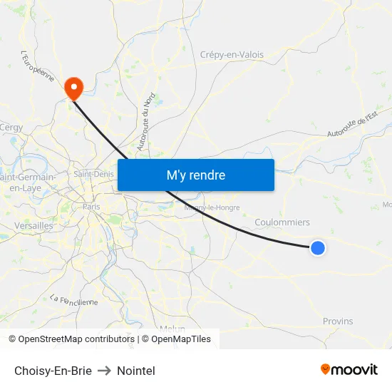Choisy-En-Brie to Nointel map