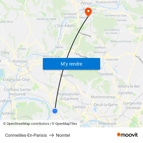 Cormeilles-En-Parisis to Nointel map