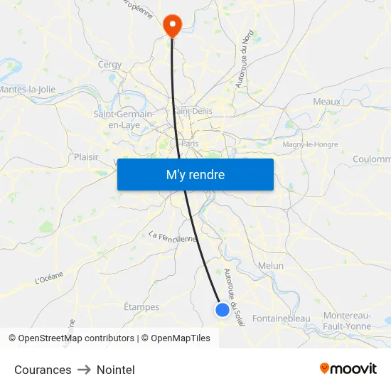 Courances to Nointel map