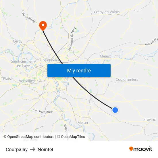 Courpalay to Nointel map