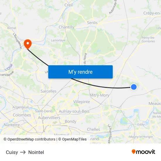Cuisy to Nointel map