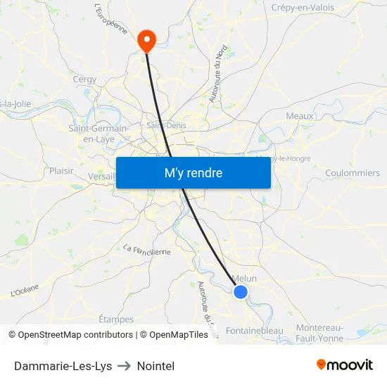 Dammarie-Les-Lys to Nointel map