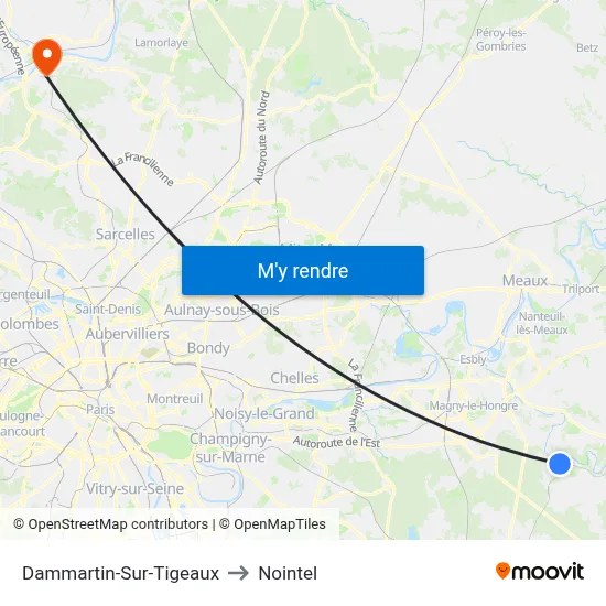 Dammartin-Sur-Tigeaux to Nointel map