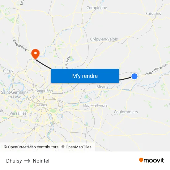 Dhuisy to Nointel map