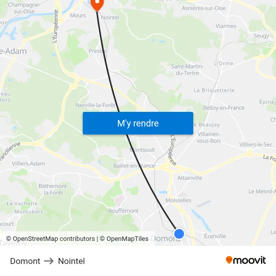 Domont to Nointel map