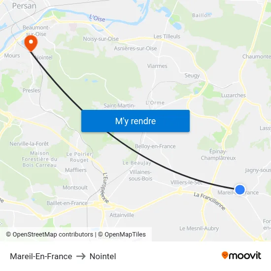 Mareil-En-France to Nointel map