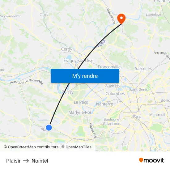 Plaisir to Nointel map