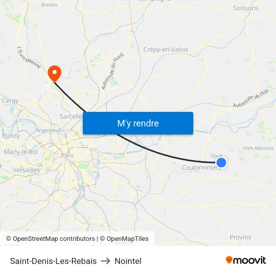 Saint-Denis-Les-Rebais to Nointel map